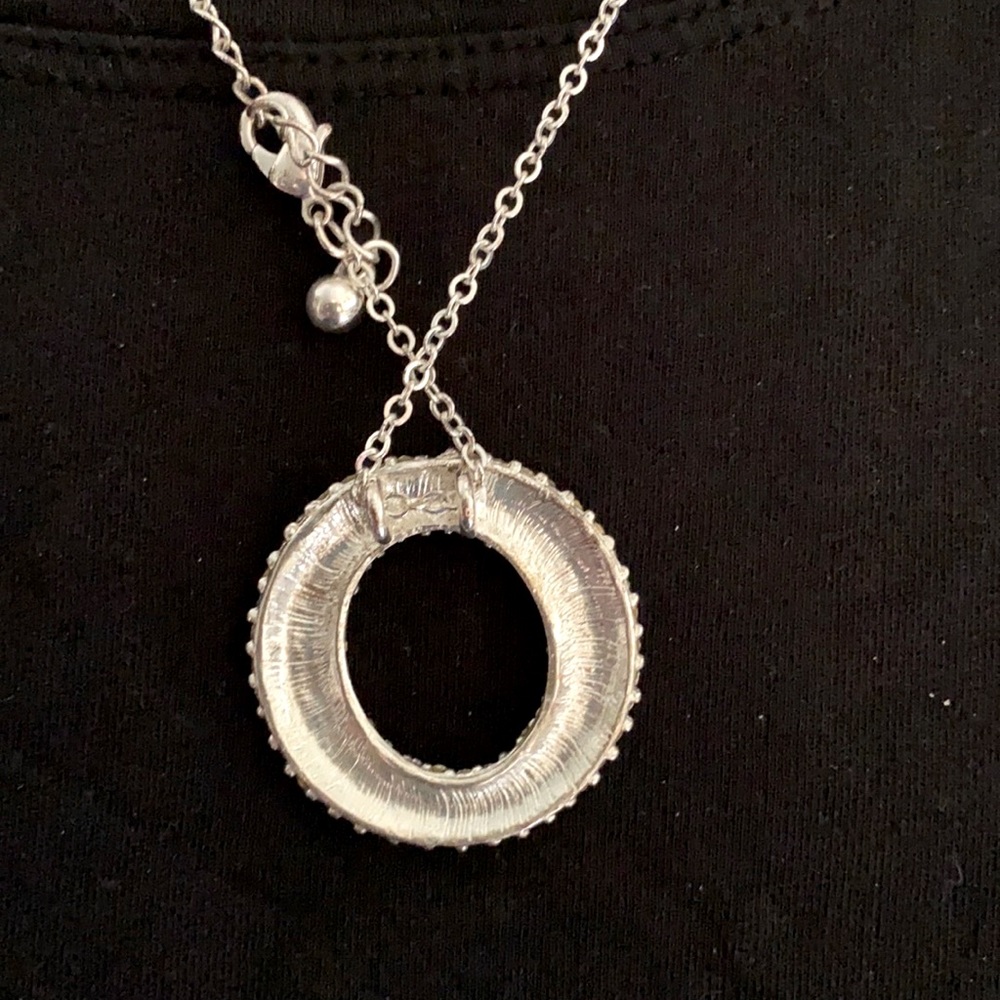 Rhinestone Eternity Necklace, Silver Tone - Picture 6 of 7
